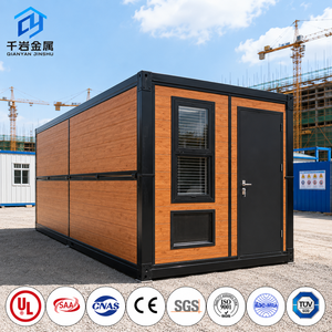 Wood Grain Portable Prefab Site Office Modular Cabin for Construction Foldable Container House